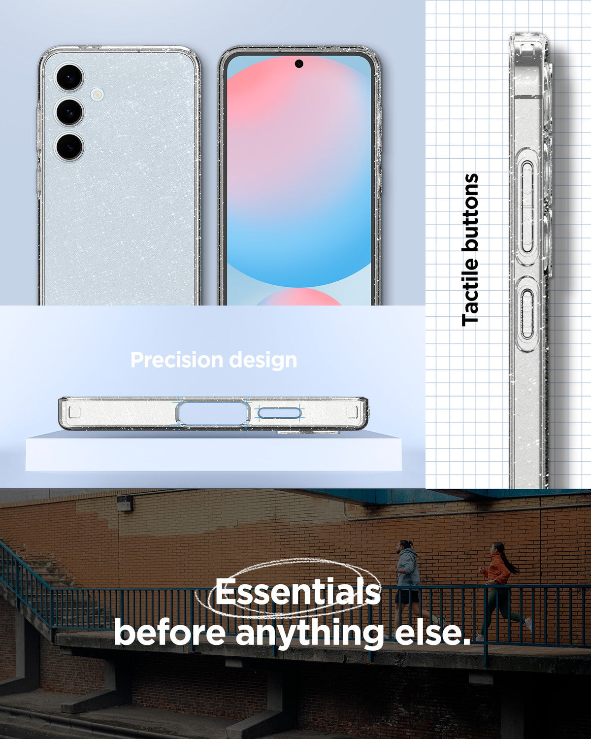 ACS08617 - Galaxy S24 FE Case Liquid Crystal Glitter in Crystal Quartz Precision design. Tactile buttons. Essentials before anything else.