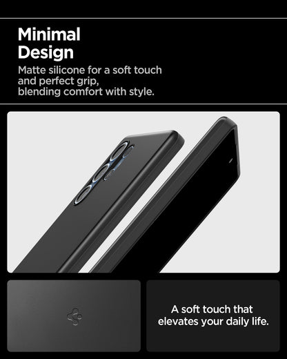 ACS08946 - Galaxy S25 Ultra Case Thin Fit (MagFit) in Black showing the minimal design. Matte silicone for a soft touch and perfect grip, blending comfort with style. A soft touch that elevates your daily life