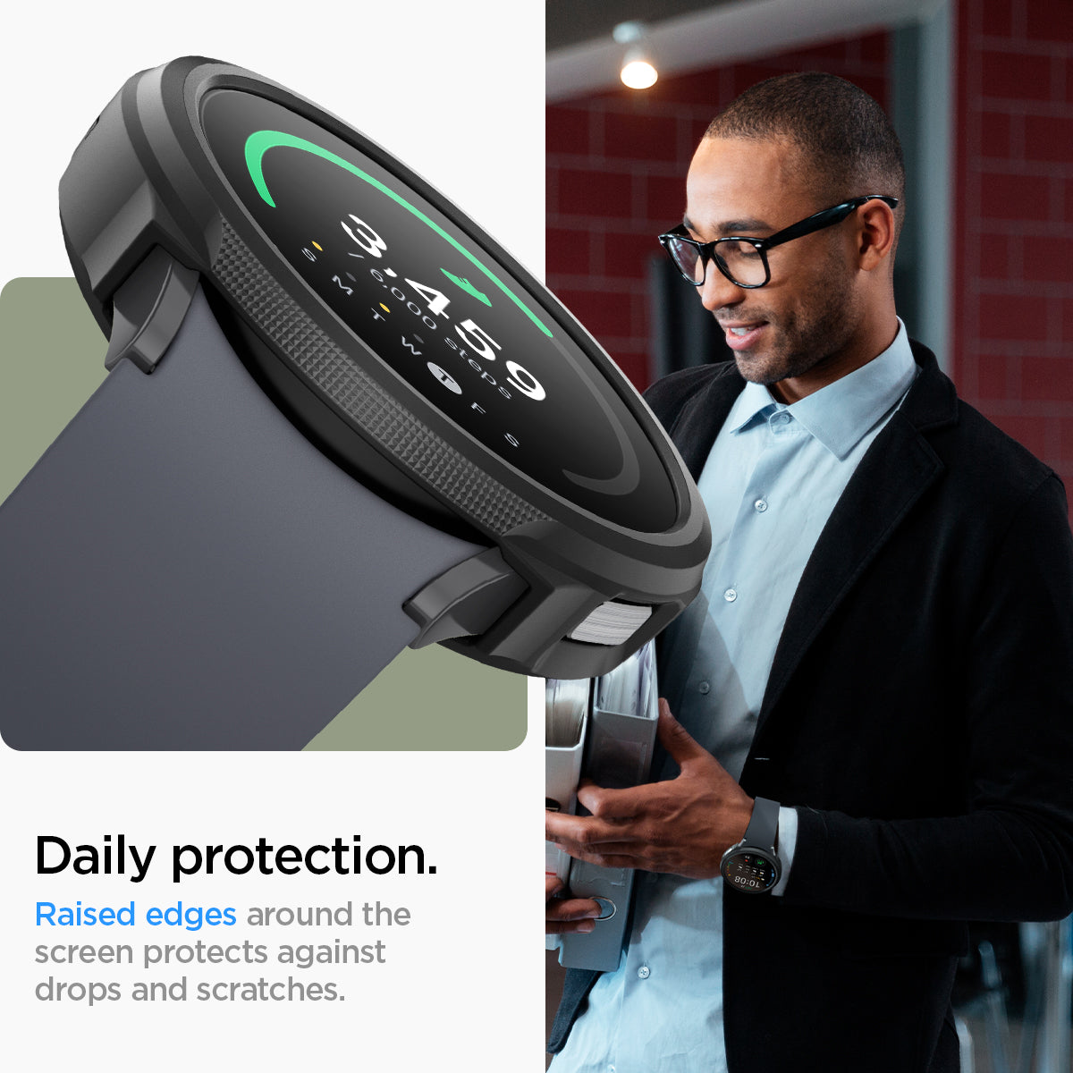 ACS06393 - Galaxy Watch 6 (40mm) Case Liquid Air in matte black daily protection. raised edges around the screen protects against drops and scratches.