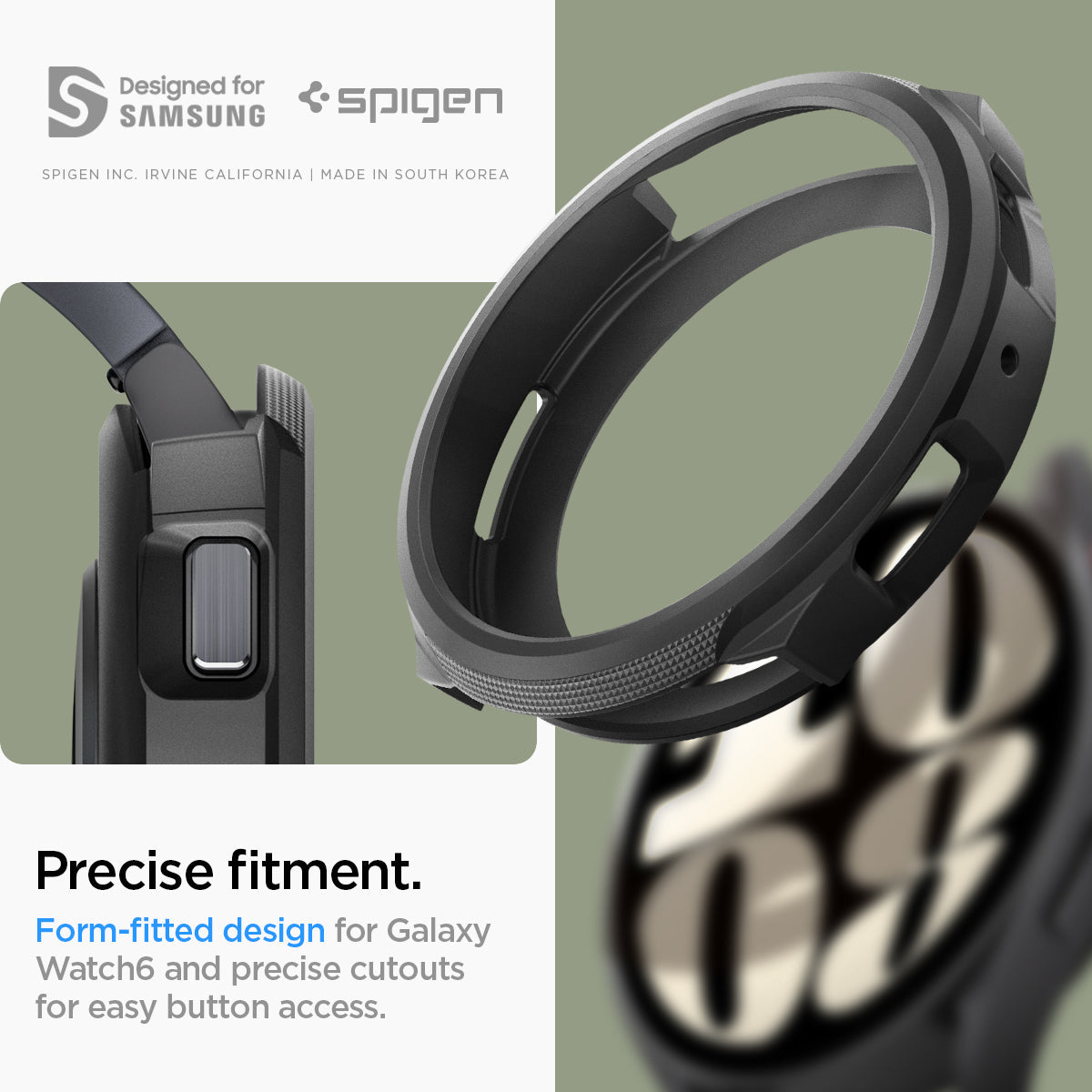 ACS06392 - Galaxy Watch 6 (44mm) Case Liquid Air in matte black precise fitment. form fitted design for galaxy watch6 and precise cutouts or easy button access. designed for samsung.