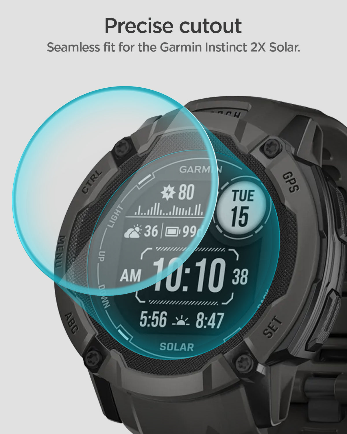 AGL09345 - Instinct 2X Solar Transparency seamless fit for the garmin instinct 2X solar. Precise cutout