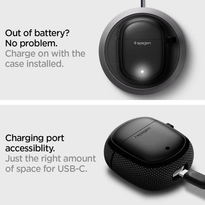ASD01310 - Pixel Buds 2 Series Case Classic Fit in black out of battery? no problem. charge on with the case installed. Charging port accessiblity. just right amount of space for USB-C.