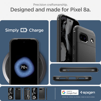 ACS07259 - Pixel 8a Case Rugged Armor in Matte Black precise craftsmanship designed and made for pixel 8a.