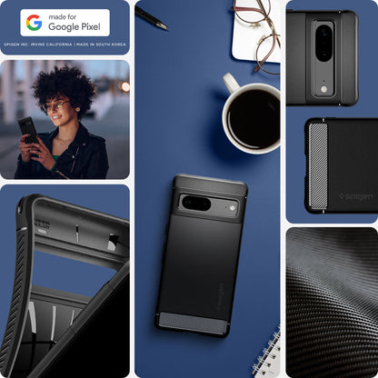 ACS04698 - Pixel 7 Case Rugged Armor in matte black made for google.