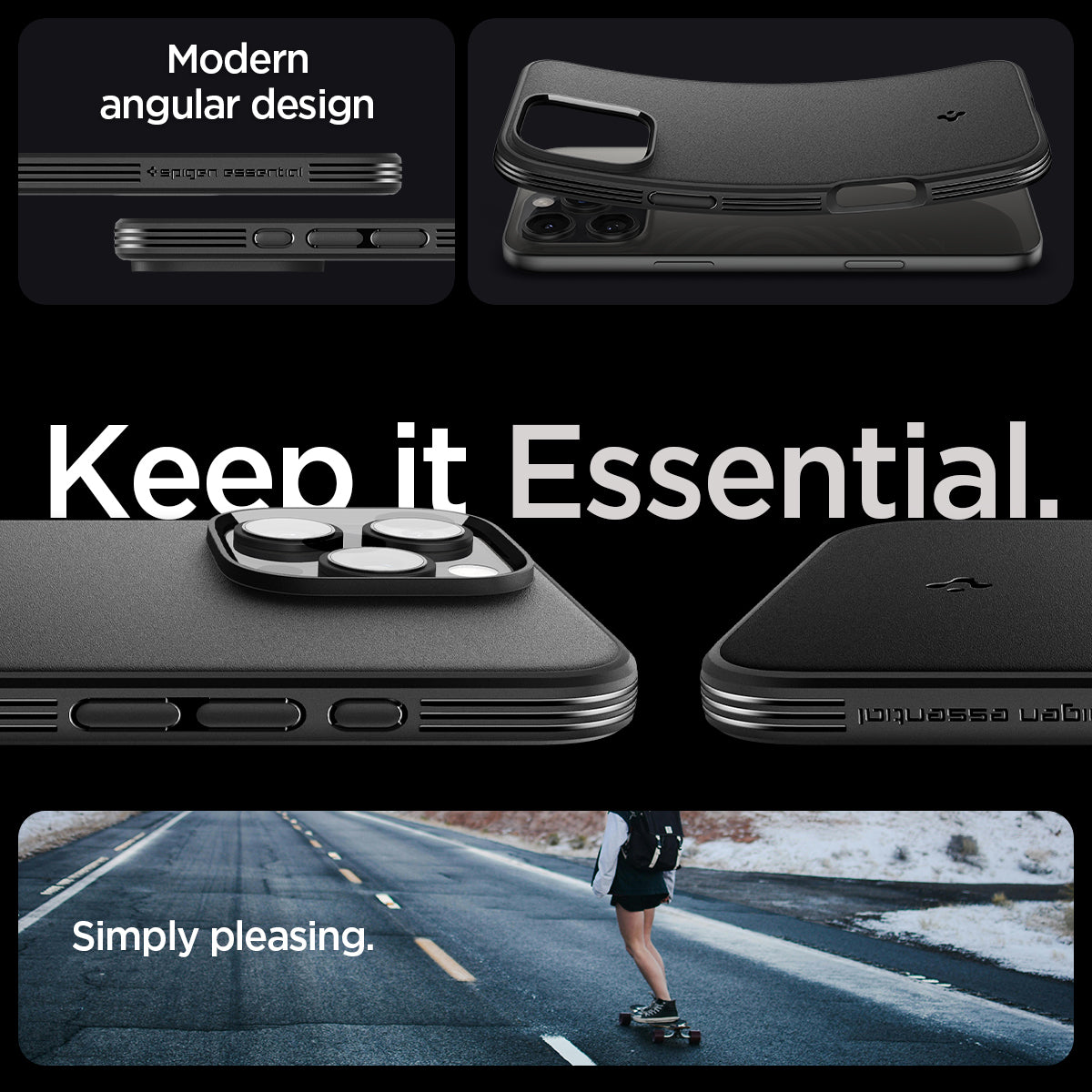 ACS08156 - iPhone 16 Pro Sand Blast in Matte Black showing modern angular design