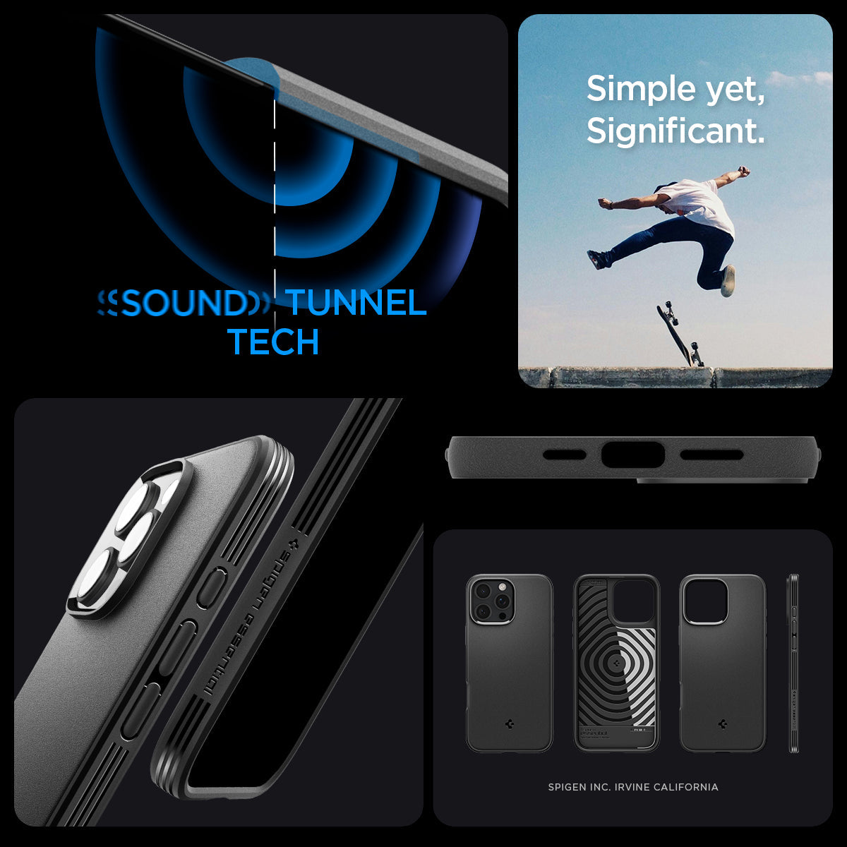 ACS08156 - iPhone 16 Pro Sand Blast in Matte Black showing sound tunnel tech