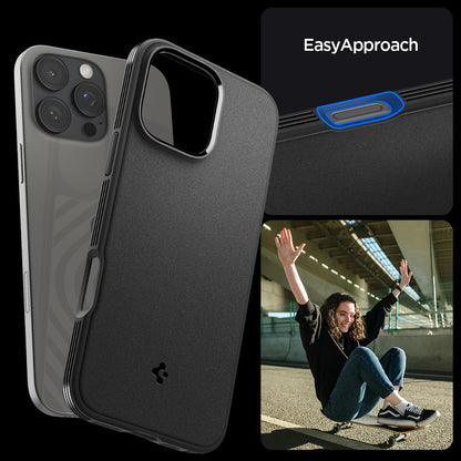 ACS08021 - iPhone 16 Pro Max Sand Blast in Matte Black showing easy approach