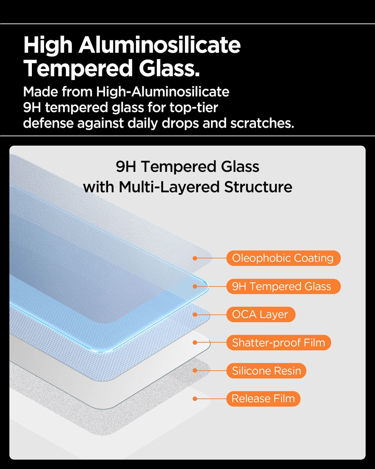 AGL11324 - iPhone 17 - Glas.tR AlignMaster S showing high aluminosilicate tempered glass. made from high aluminosilicate 9H tempered glass for top tier defense against daily drops and scratches.
