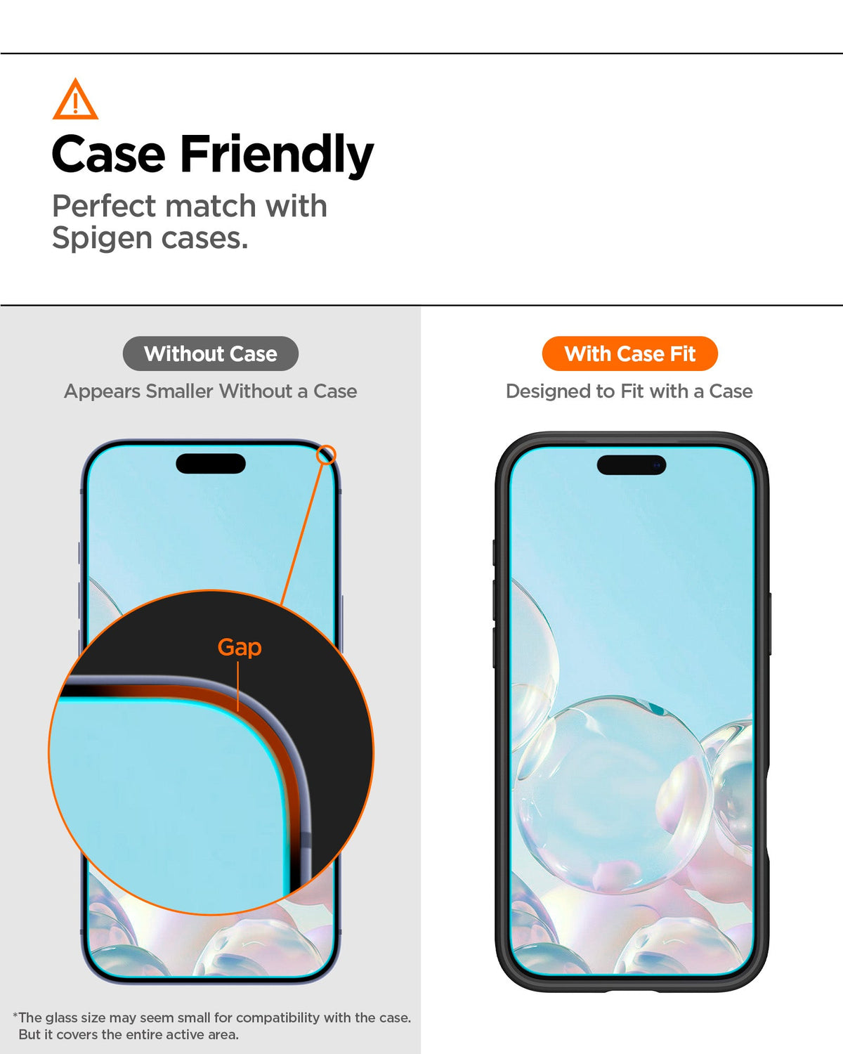 AGL11323 - iPhone 18 Pro / iPhone 17 Pro GLAS.tR AlignMaster S showing case-friendly screen coverage designed to fit with a protective case.