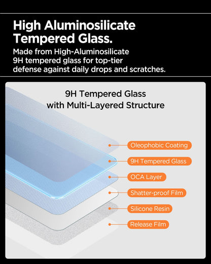 AGL09859- iPhone 17 Air - Glas.tR AlignMaster S showing high aluminosilicate tempered glass. made from high aluminosilicate 9H tempered glass for top tier defense against daily drops and scratches.