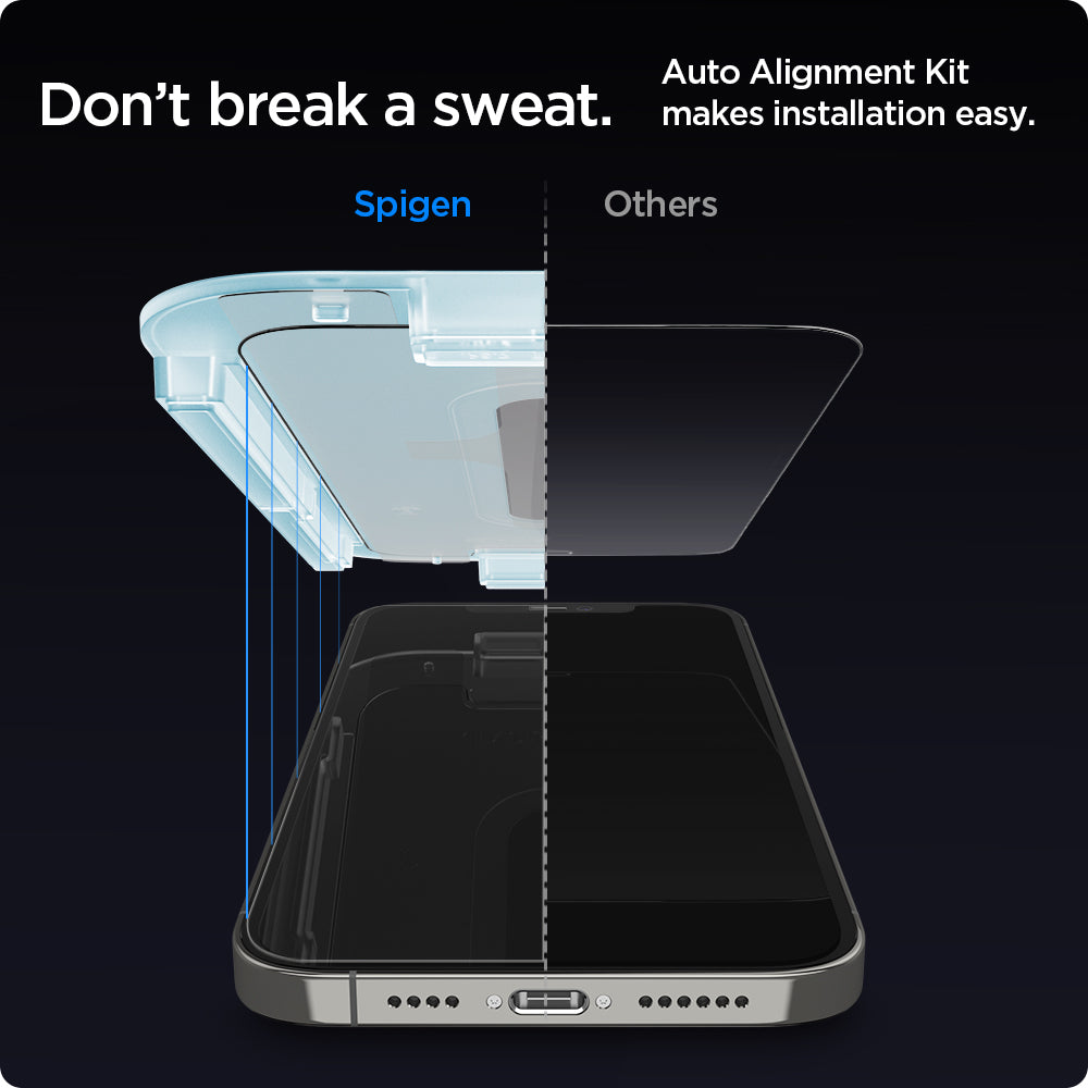 AGL01801 - iPhone 12 / iPhone 12 Pro Screen Protector EZ FIT GLAS.tR SLIM showing the auto alignment kit makes installation easy without breaking a sweat.