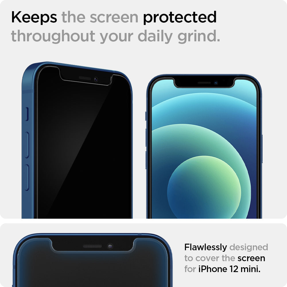 AGL01811 - iPhone 12 Mini Screen Protector EZ FIT GLAS.tR SLIM showing the keeping the screen protected throughout your daily grind. Flawlessly designed to cover the screen for iPhone 12 mini