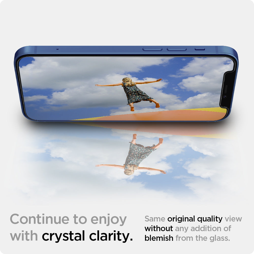 AGL01811 - iPhone 12 Mini Screen Protector EZ FIT GLAS.tR SLIM showing the crystal clarity. Same original quality view without any addition of blemish from the glass.
