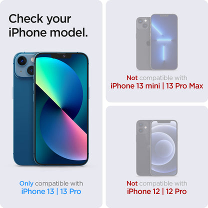 AGL03385 - iPhone 13 / iPhone 13 Pro Screen Protector EZ FIT GLAS.tR SLIM showing the compatibility only with iPhone 13 | 13 Pro. Not compatible with iPhone 13 mini | 13 Pro Max and iPhone 12 | 12 Pro