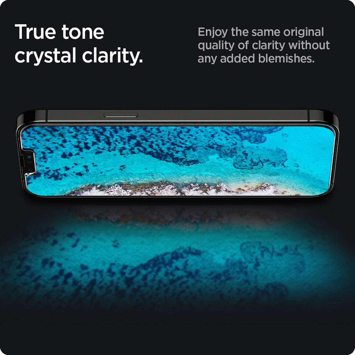AGL03375 - iPhone 13 Pro Max Screen Protector EZ FIT GLAS.tR SLIM showing the true tone crystal clarity. Enjoy the same original quality of clarity without any added blemishes
