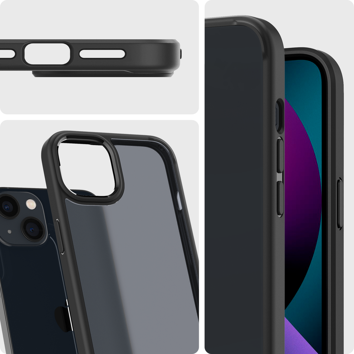ACS03623 - iPhone 13 Case Ultra Hybrid Matte in frost black showing the different angles