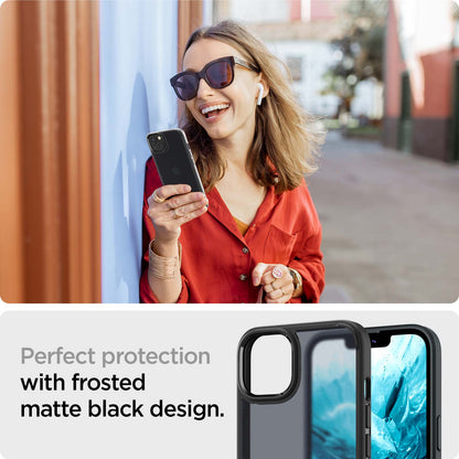 ACS03625 - iPhone 13 Mini Case Ultra Hybrid Matte in frost black showing the perfect protection with frosted matte black design