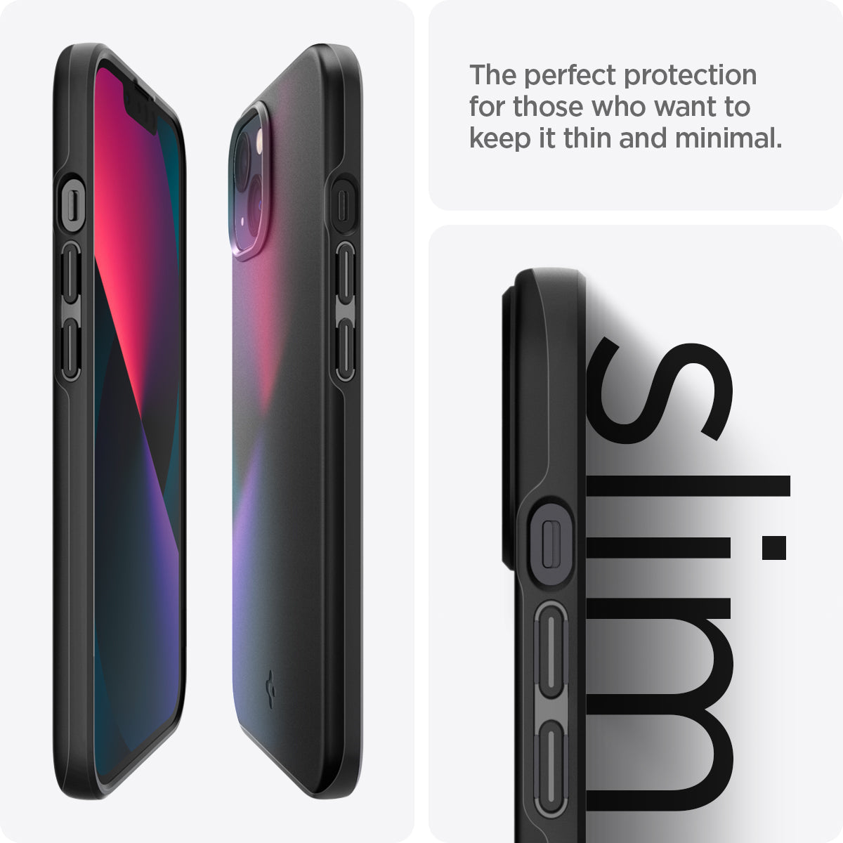 ACS03678 - iPhone 13 Mini Case Thin Fit in black showing the perfect protection for those who want to keep it thin and minimal