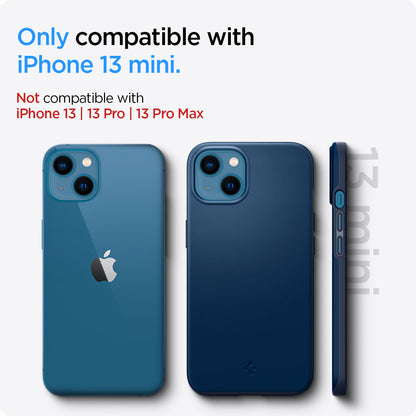 ACS03307 - iPhone 13 Mini Case Thin Fit in navy blue showing the compatibility only with iPhone 13 mini. Not compatible with iPhone 13 | 13 Pro | 13 Pro Max