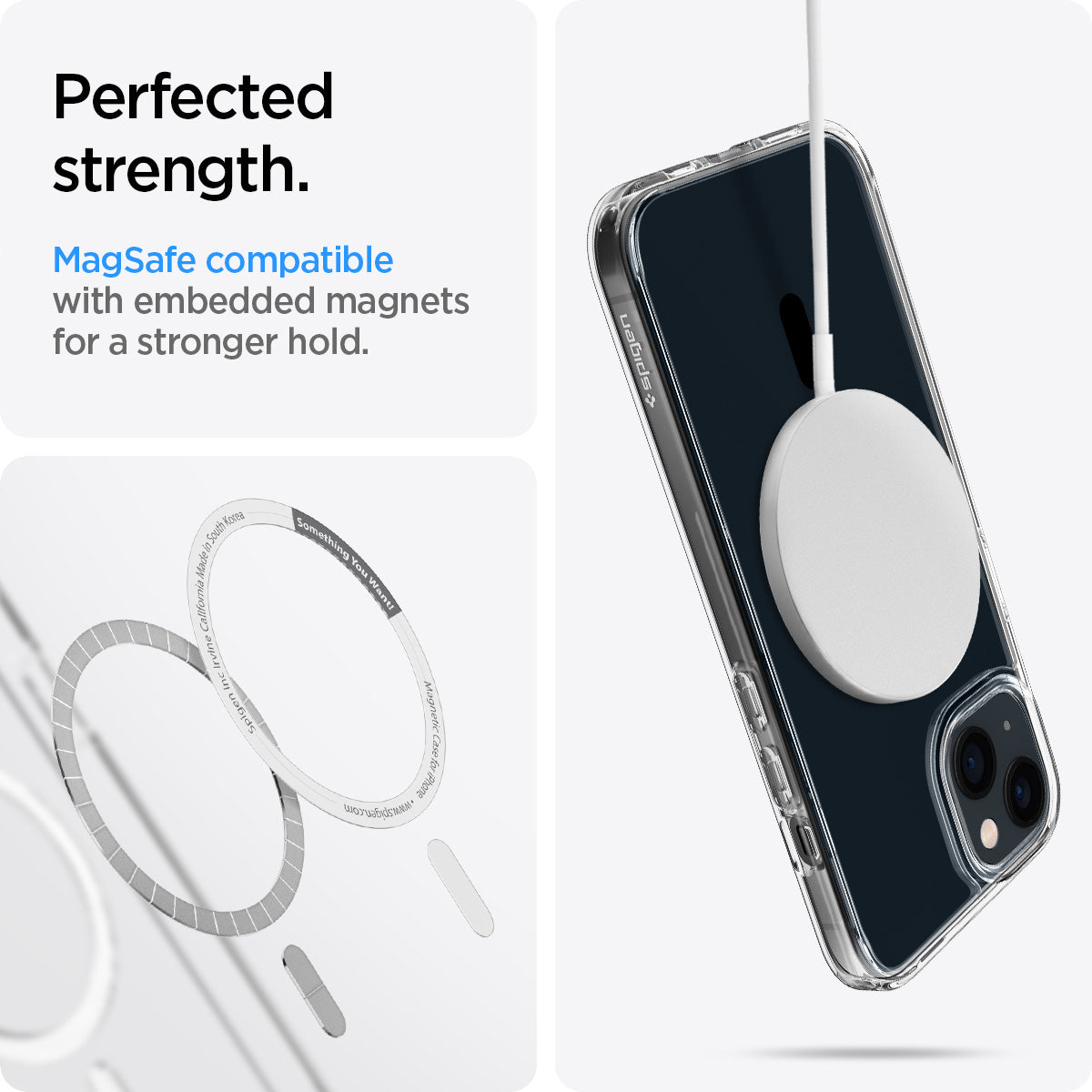 ACS03323 - iPhone 13 Mini Case Ultra Hybrid Mag Safe Compatible in black showing the perfected strength. MagSafe compatible with embedded magnets for a stronger hold