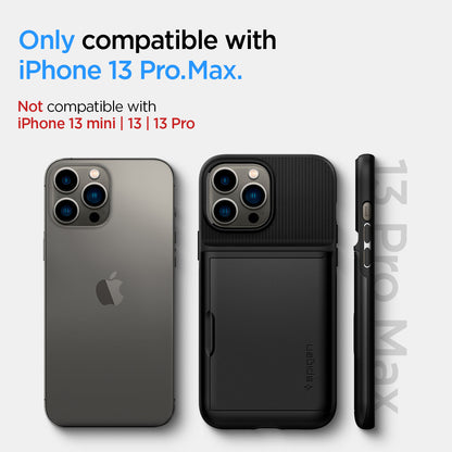 ACS03218 - iPhone 13 Pro Max Case Slim Armor CS in black showing only compatible with iPhone 13 pro max. not compatible with iPhone 13 mini, 13, 13 pro