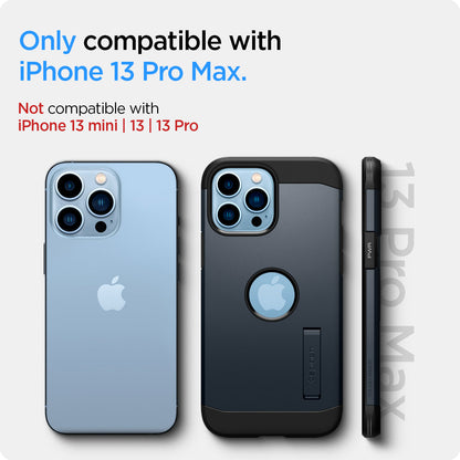ACS03223 - iPhone 13 Pro Max Case Tough Armor in metal slate showing the compatibility only with iPhone 13 Pro Max. Not compatible with iPhone 13 mini | 13 | 13 Pro