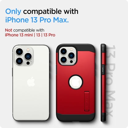 ACS03224 - iPhone 13 Pro Max Case Tough Armor in red showing the compatibility only with iPhone 13 Pro Max. Not compatible with iPhone 13 mini | 13 | 13 Pro
