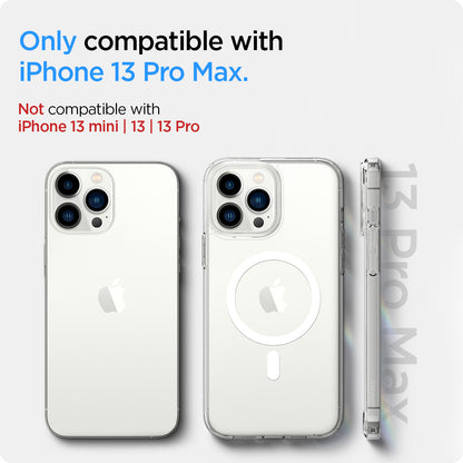 ACS03210 - iPhone 13 Pro Max Case Ultra Hybrid Mag Safe Compatible in white showing the compatibility only with iPhone 13 Pro Max. Not compatible with iPhone 13 mini | 13 | 13 Pro