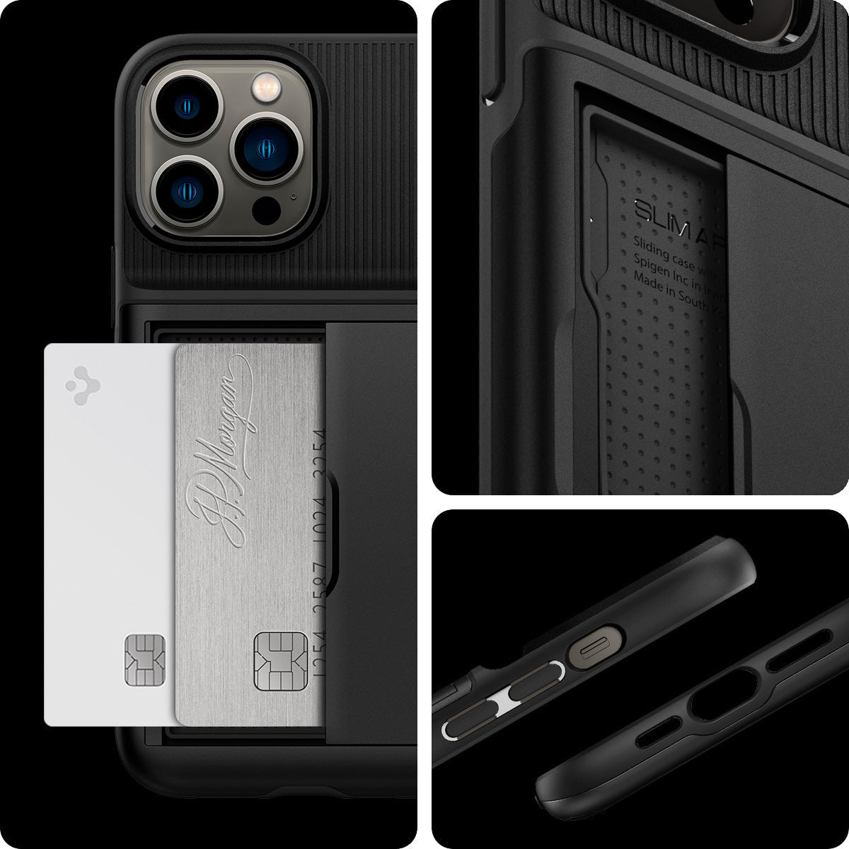 ACS03536 - iPhone 13 Case Slim Armor CS in black showing back for the card and case.
