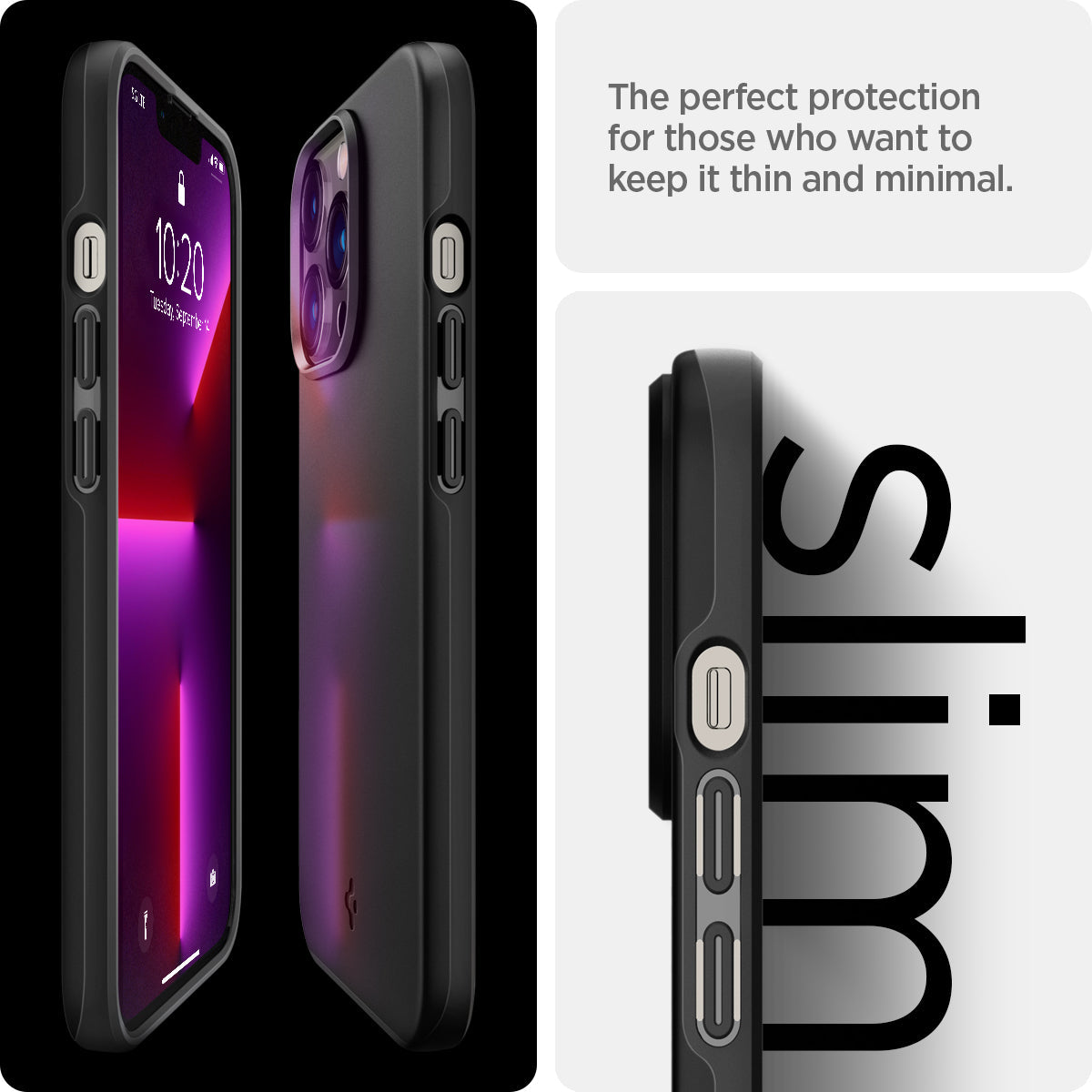 ACS03675 - iPhone 13 Pro Case Thin Fit in black showing the perfect protection for those who want to keep it thin and minimal
