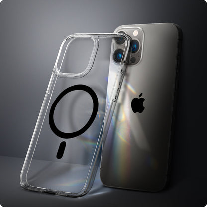 ACS03268 - iPhone 13 Pro Case Ultra Hybrid Zero One (MagFit) showing the back of the case leaning against the back of the device