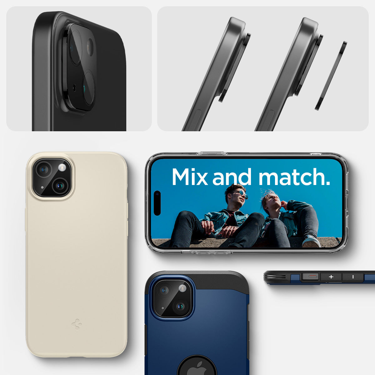 AGL06917 - iPhone 15 / 15 Plus Optik Lens Protector in black mix and match.