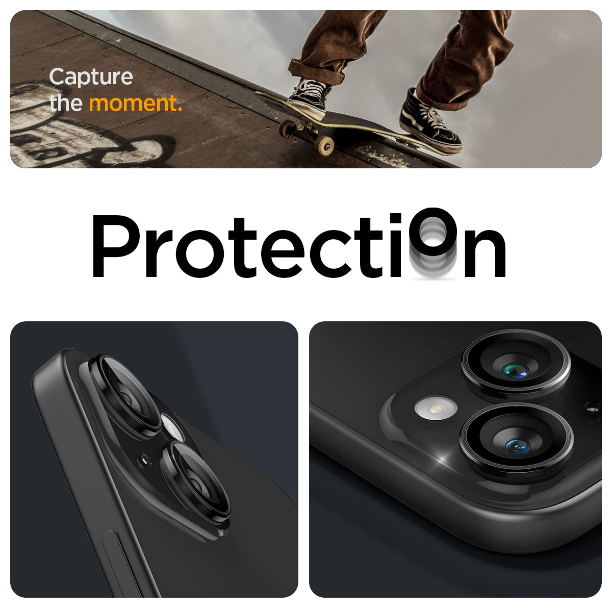 AGL05213 - iPhone 15 / 15 Plus Optik Pro Lens Protector in black capture the moment. protection.