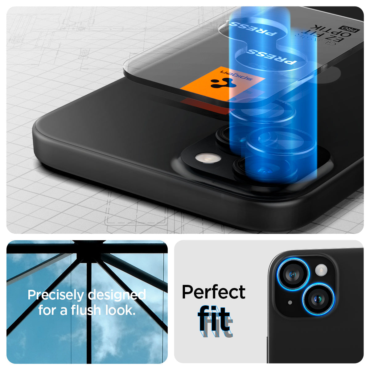 AGL05213 - iPhone 15 / 15 Plus Optik Pro Lens Protector in black precisely designed for a flush look. perfect fit.
