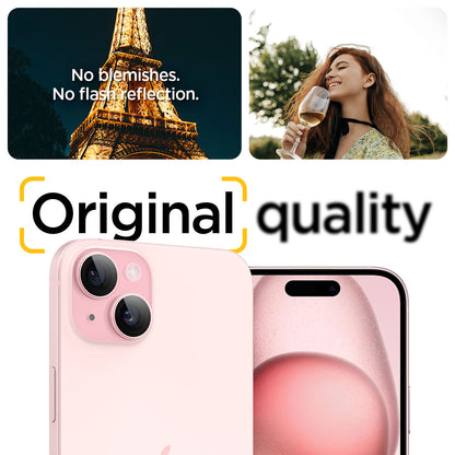 AGL07167 - iPhone 15 Plus Optik Pro EZ Fit Lens Protector in Pinky no blemishes. no flash reflection. original quality.