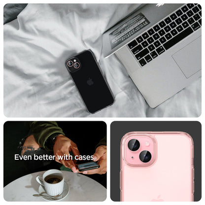 AGL07167 - iPhone 15 Plus Optik Pro EZ Fit Lens Protector in Pinky even better with cases. show detail.