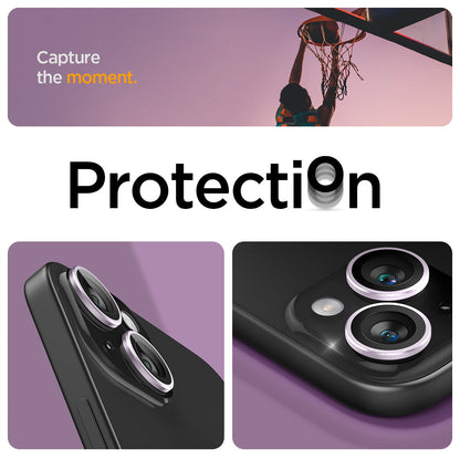 AGL05603 - iPhone 15 / 15 Plus Optik Pro Lens Protector in purple capture the moment. protection.