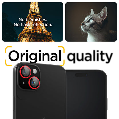 AGL05605 - iPhone 15 / 15 Plus Optik Pro Lens Protector in red no blemishes. no flash reflection. original quality.
