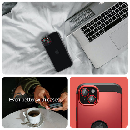 AGL05605 - iPhone 15 / 15 Plus Optik Pro Lens Protector in red even better with cases. show detail.