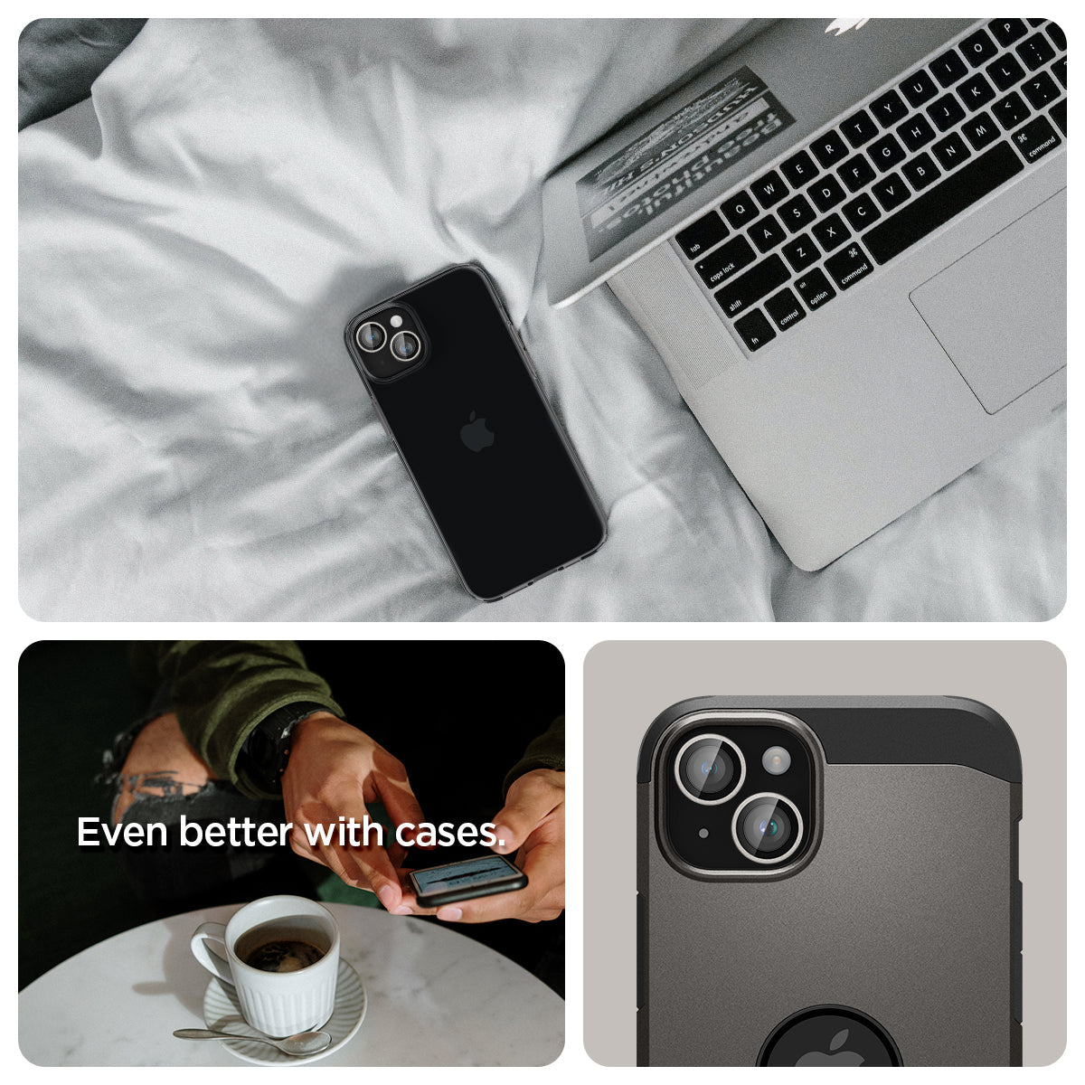 AGL05604 - iPhone 15 / 15 Plus Optik Pro Lens Protector in starlight even better with cases. show detail.