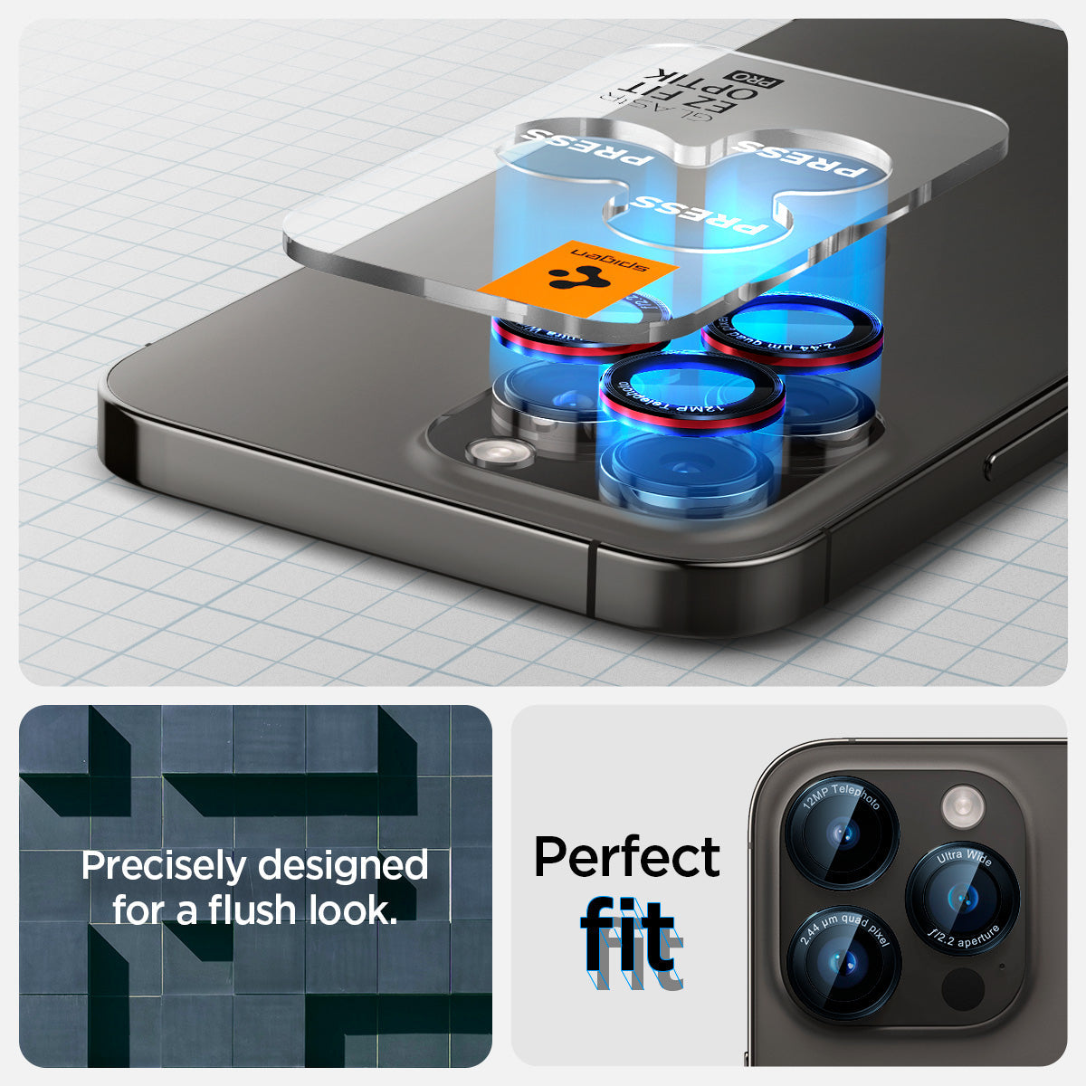 AGL05217 - iPhone 16 Pro / 16 Pro Max Optik Pro Lens Protector L-series precisely designed for a flush look. perfect fit.