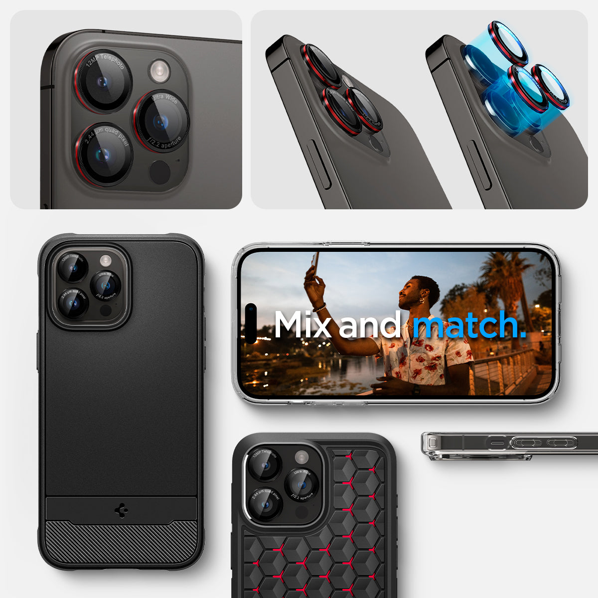 AGL05217 - iPhone 16 Pro / 16 Pro Max Optik Pro Lens Protector L-series show detail. mix and match.