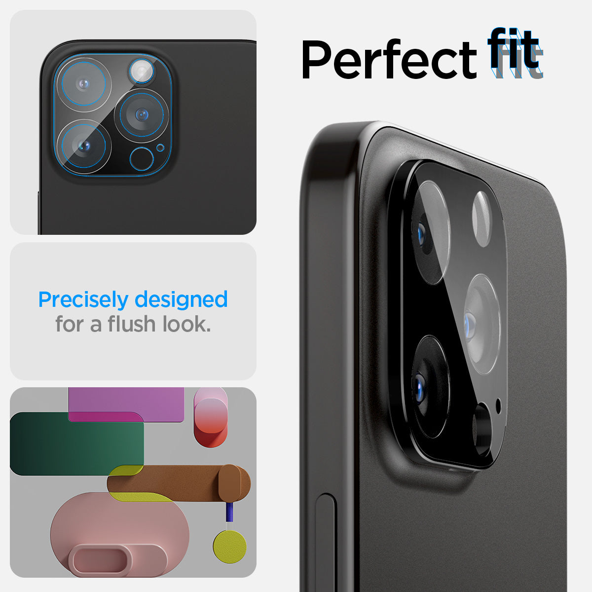 AGL06913 - iPhone 16 Pro / 16 Pro Max Optik Lens Protector in black perfect fit. precisely designed for a flush look.