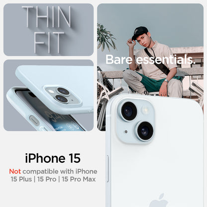 ACS06781 - iPhone 15 Case Thin Fit in mute blue Thin Fit in black thin fit. Bare essentials. compatibility only with iPhone 15. Not compatible with iPhone 15 Plus | 15 Pro | 15 Pro Max