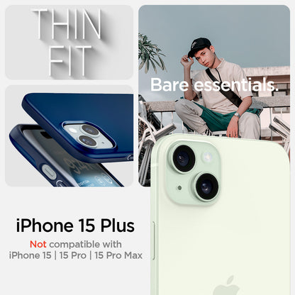 ACS06640 - iPhone 15 Plus Case Thin Fit in navy blue Thin Fit in black thin fit. Bare essentials. compatibility only with iPhone 15 Plus. Not compatible with iPhone 15 | 15 Pro | 15 Pro Max