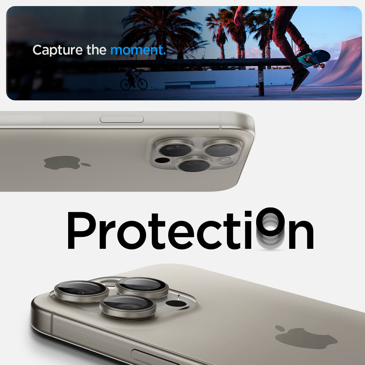 AGL07163 - iPhone 16 Pro / 16 Pro Max Optik Pro Lens Protector in natural titanium capture the moment. protection.