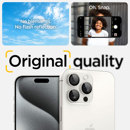 AGL07165 - iPhone 16 Pro / 16 Pro Max Optik Pro Lens Protector in white titanium no blemishes. no flash reflection. original quality.