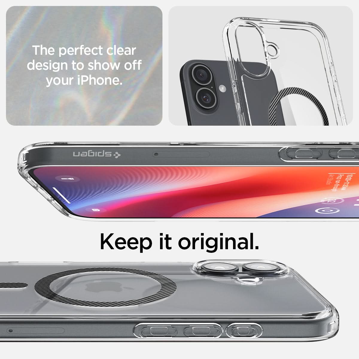 ACS08077 - iPhone 16 Plus Case Ultra Hybrid (MagFit) in Carbon Fiber the perfect clear design to show off your iPhone. Keep it original.