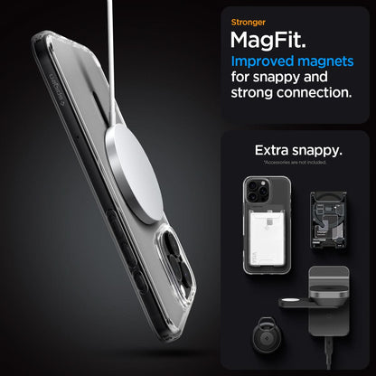 ACS08000 - iPhone 16 Pro Max Case Ultra Hybrid (MagFit) in Carbon Fiber stronger magfit. improved magnets for snappy and strong connection. Extra snappy. accessory not included.