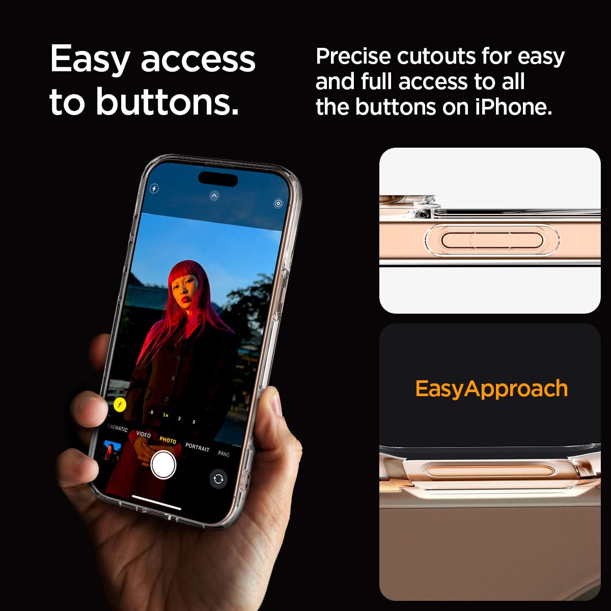 ACS08001 - iPhone 16 Pro Max Case Ultra Hybrid (MagFit) in Gold easy access to buttons. Precise cutouts for easy and full access to all the buttons on iPhone.